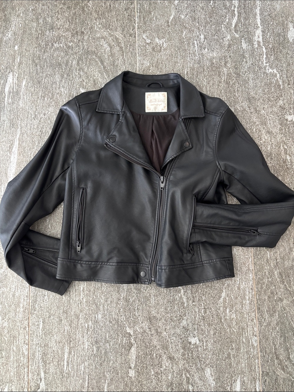 Altar'd State Black Faux Leather Moto Jacket